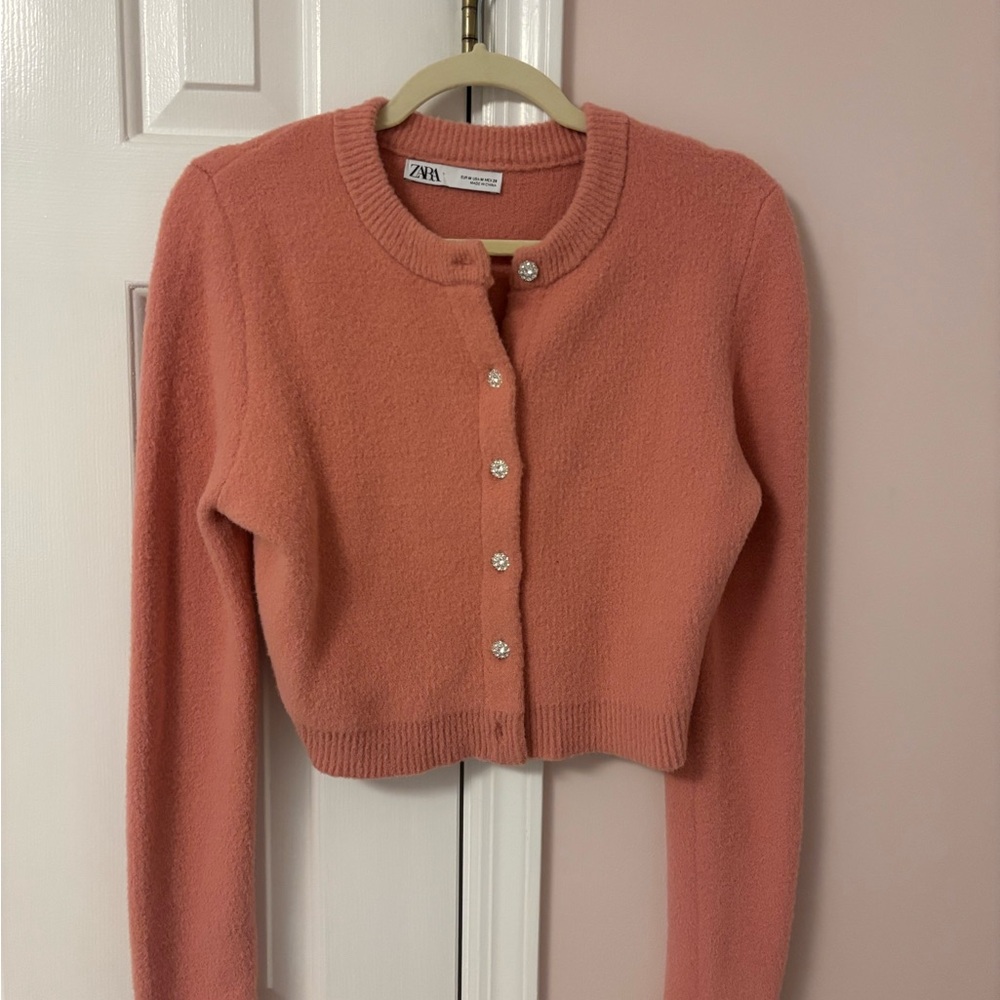 Zara Women's Coral Button-Up Cardigan
